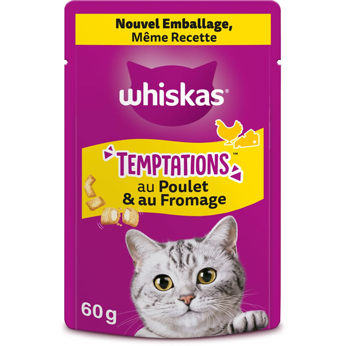 WHISKAS Temptations Friandises pour chat adulte poulet & fromage