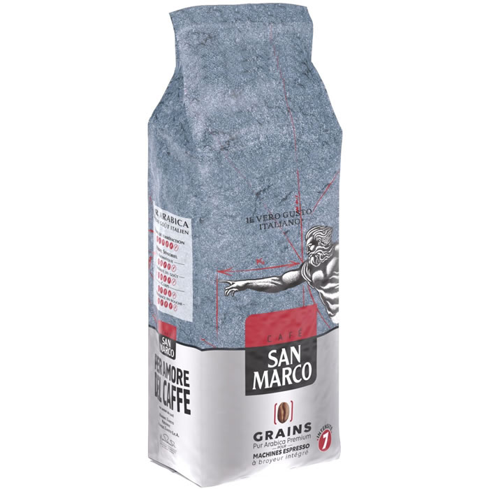 SAN MARCO – Café en grain pur arabica premium Moyen Format 500g