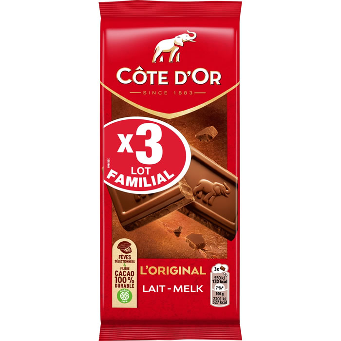 CÔTE D’OR – Tablette de chocolat au lait 3x100g