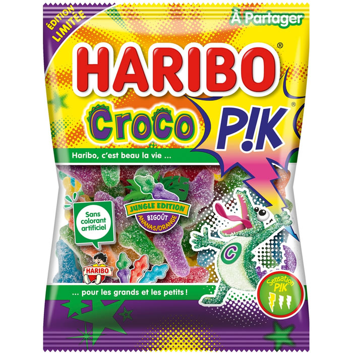 HARIBO Croco Pik Bonbons acidulés aromatisés aux fruits 275g