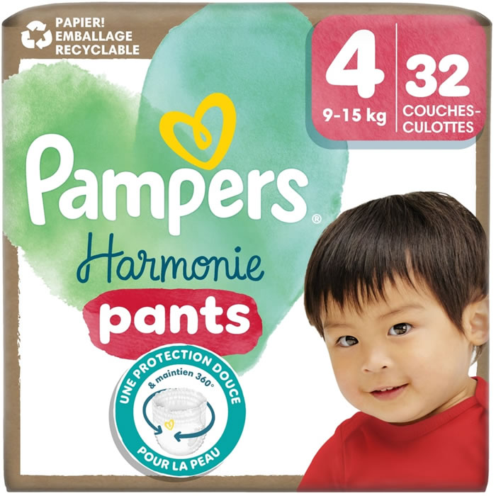 PAMPERS Harmonie Pants – Couches-culottes taille 4 (9-15 kg) 32 culottes