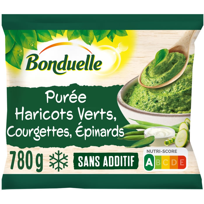 BONDUELLE – Purée d’haricots verts, courgettes, épinards, pois et crème 780g