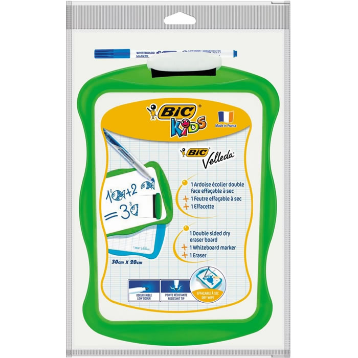 BIC Velleda – Ardoise effaçable double-face avec marqueur et effacette