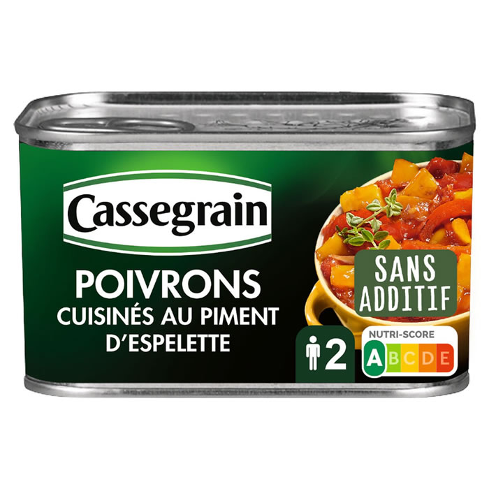 CASSEGRAIN – Poivrons cuisinés au piment d’Espelette et huile d’olive 375 g