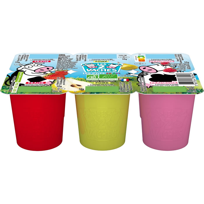 LES 2 VACHES – Petits suisses aux fruits bio – 6 x 50 g