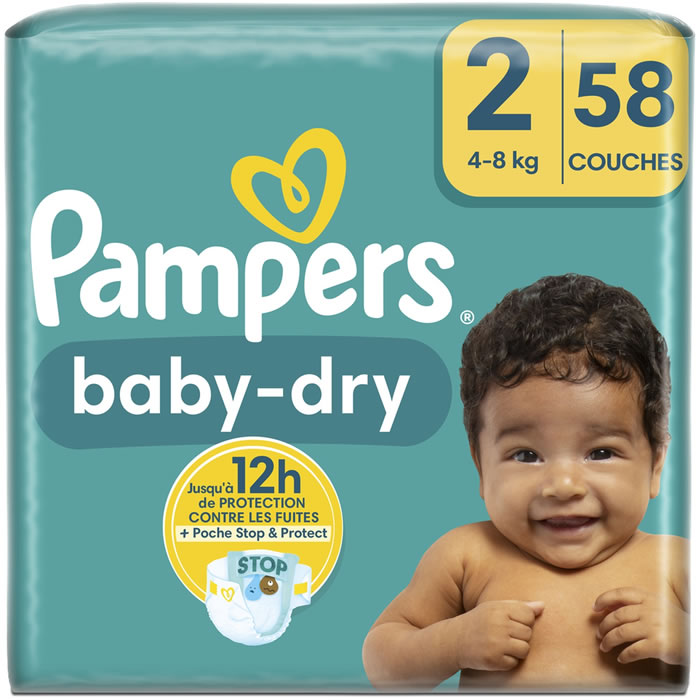 PAMPERS – Baby-Dry Taille 2 (4-8 kg) 58 couches