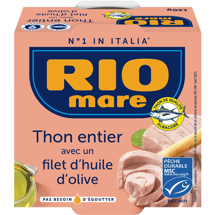 RIO MARE – Thon entier à l’huile d’olive MSC 120g