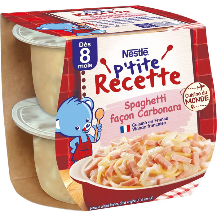 NESTLE P’tite Recette – Spaghetti façon carbonara 2x200g