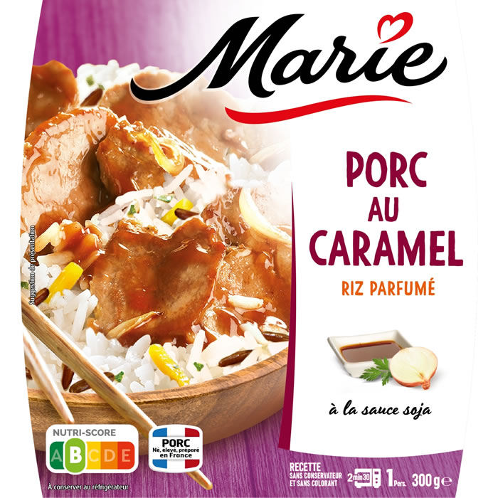 MARIE – Porc au caramel et riz parfumé à la sauce soja 300g