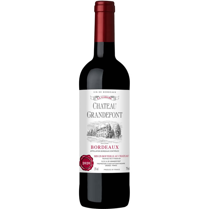 Vin rouge AOP BORDEAUX La Gabare Château Grandefort 75 cl