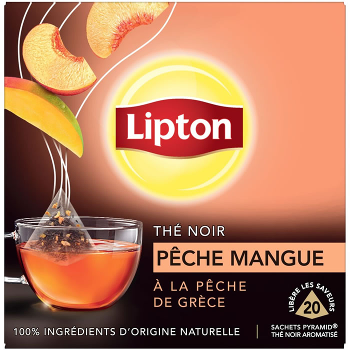 LIPTON Thé noir pêche & mangue (34g)