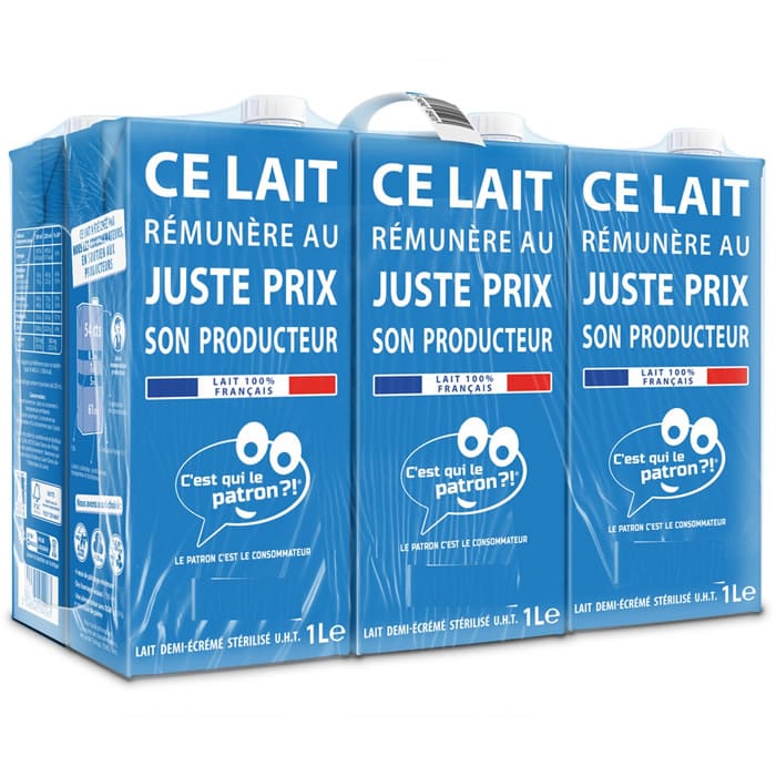 C’EST QUI LE PATRON Lait demi-écrémé stérilisé UHT 6 x 1 L