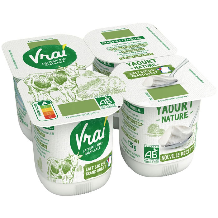 VRAI – Yaourts nature 3.2% M.G bio – 4 x 125 g