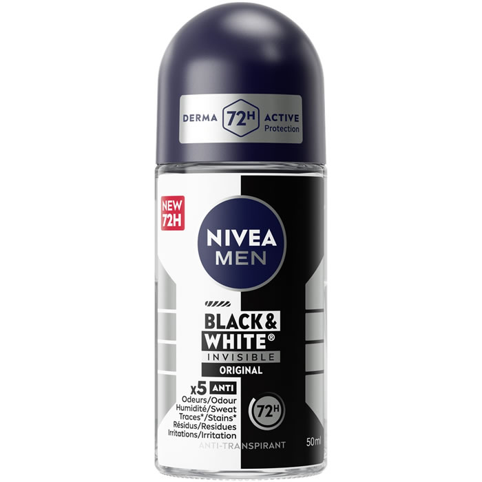 NIVEA Men – Déodorant bille homme black and white 48h 50 ml