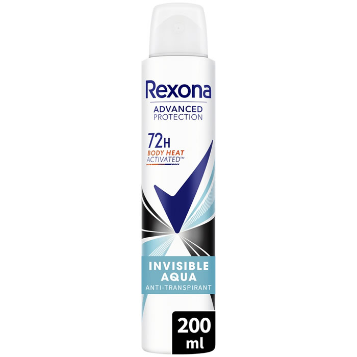 REXONA Invisible Aqua – Déodorant spray anti-transpirant 72h 200 ml
