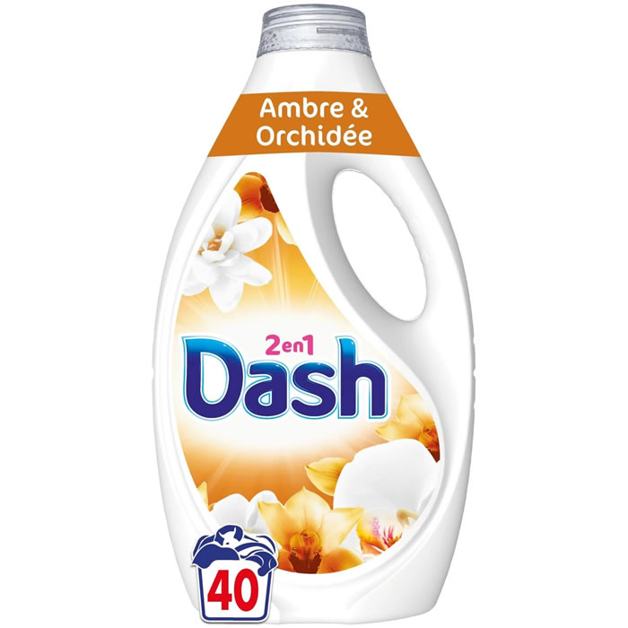 DASH Lessive liquide 2 en 1 ambre et orchidée Moyen Format 40 lavages
