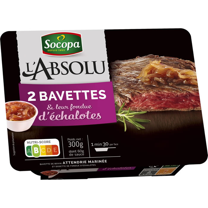 SOCOPA L’Absolu – Bavettes de boeuf marinées et fondue d’échalotes 2 x 120 g
