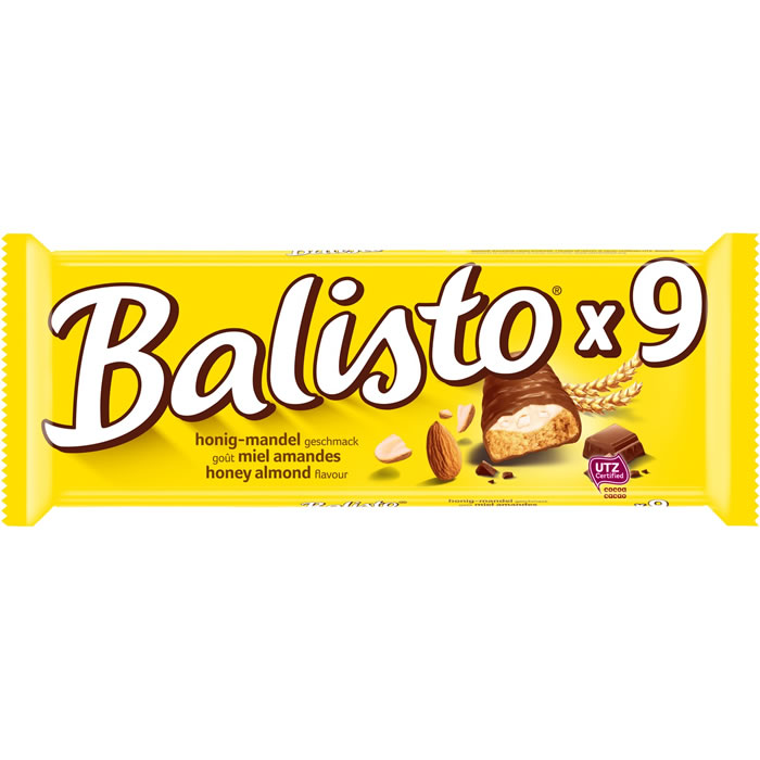 BALISTO Barres chocolatées au miel et amandes 9×18,5g