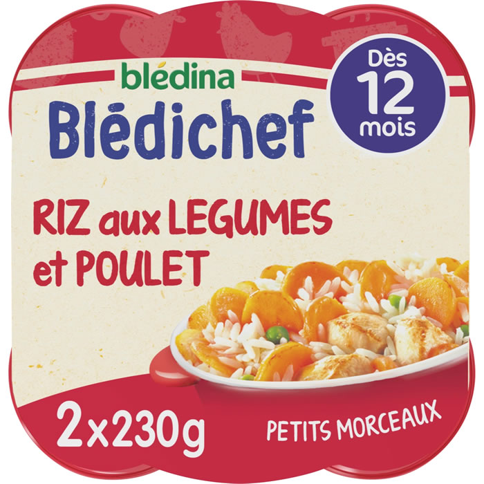 BLEDINA Blédichef – Riz aux légumes et poulet 2 x 230 g