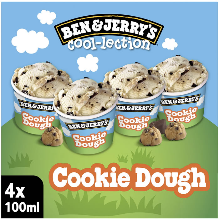 BEN & JERRY’S Cool-lection – Mini crème glacée à la vanille et cookie dough (4 x 72g)