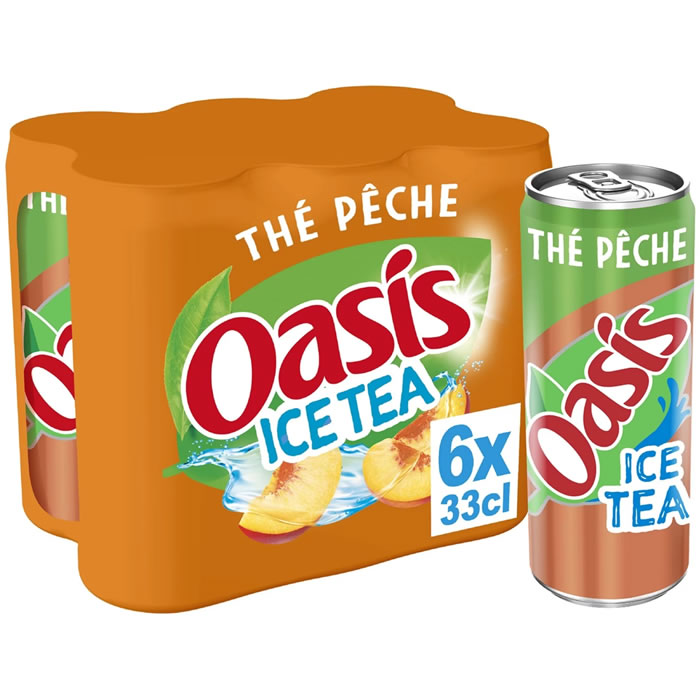 OASIS Ice Tea – Thé glacé aromatisé à la pêche 6 x 33 cl