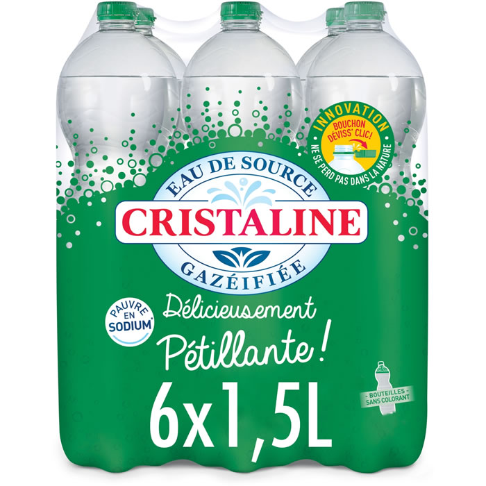 CRISTALINE – Eau de source gazeuse 6 x 1,5 L