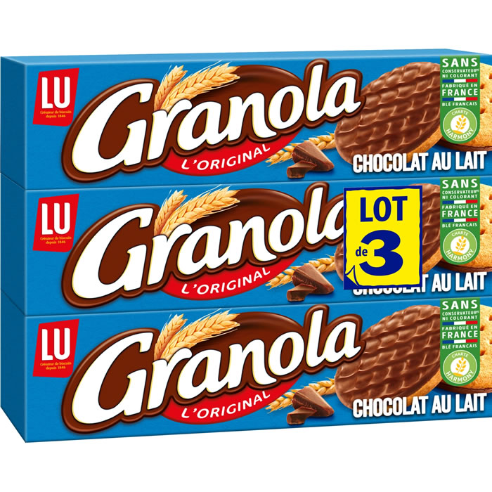 GRANOLA – Biscuits sablés nappés de chocolat au lait 3x200g