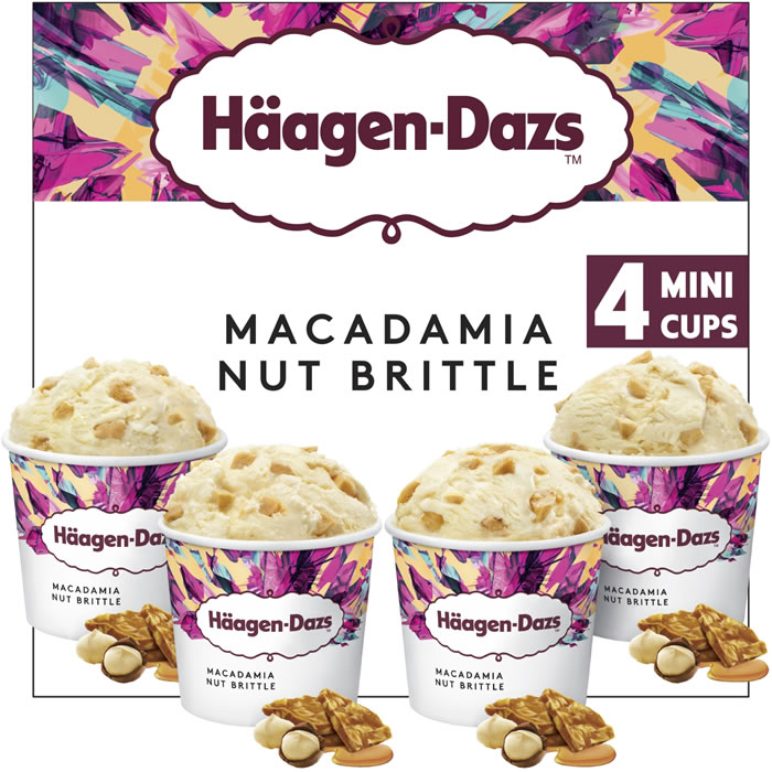 HÄAGEN-DAZS – Mini crème glacée à la vanille, macadamia et nougatine (4 x 81g)