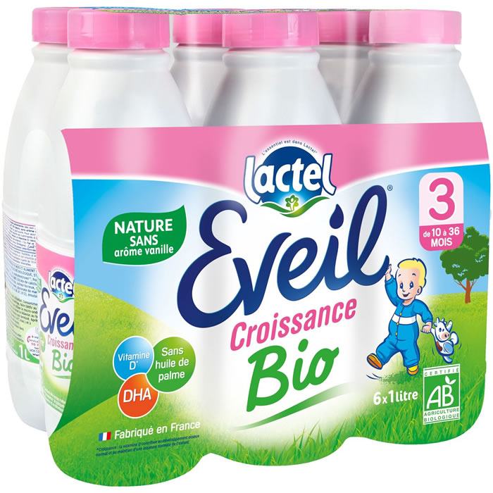 Lait de croissance liquide 10/36 mois bio LACTEL Eveil