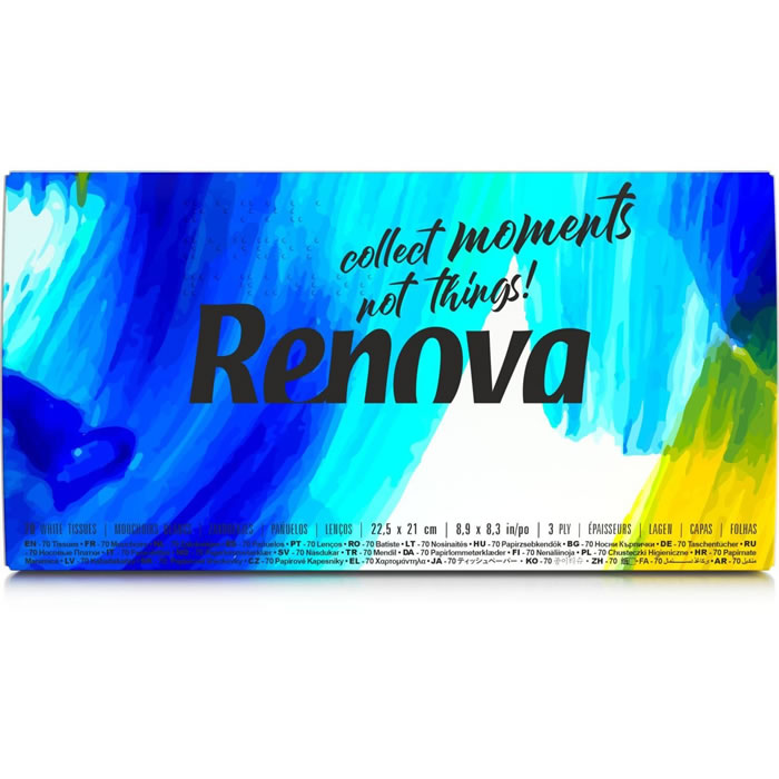 RENOVA Mouchoirs boîte ultra doux et absorbants 3 épaisseurs 70 mouchoirs