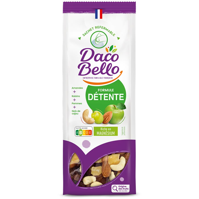 DACO BELLO – Mélange d’amandes, noix de cajou, pommes et raisins secs 200g