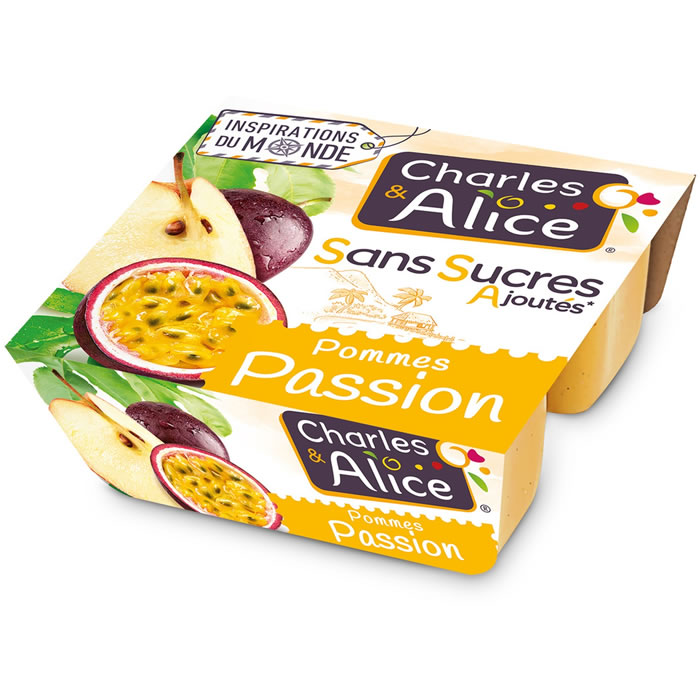 CHARLES & ALICE – Dessert pomme et passion sans sucres ajoutés 4 x 97g