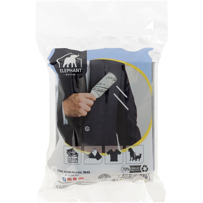 ELEPHANT Recharges brosse adhésive anti-poils pour vêtement 2 x 42 feuilles