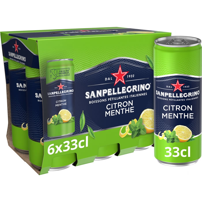 SAN PELLEGRINO – Eau gazeuse citron et menthe 6 x 33 cl