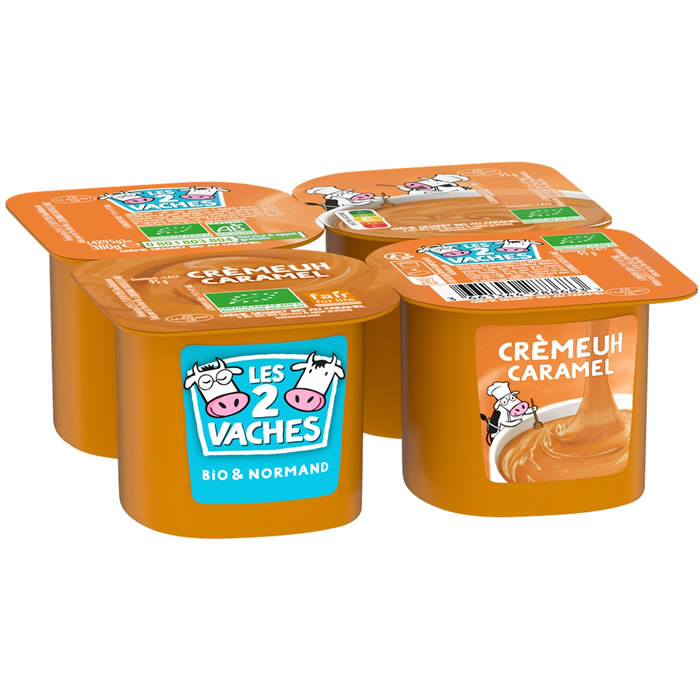 Les 2 Vaches – Crème dessert au caramel bio 4x95g