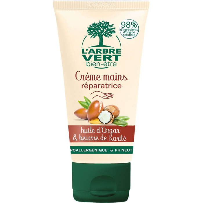 L’ARBRE VERT Bien-Être – Crème mains réparatrice huile d’argan et beurre de karité 75 ml