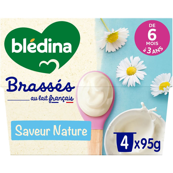 BLEDINA Les Brassés – Dessert lacté nature 4 x 95 g