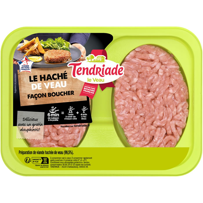 TENDRIADE – Préparation de viande hachée de veau 15% M.G 2 x 100 g