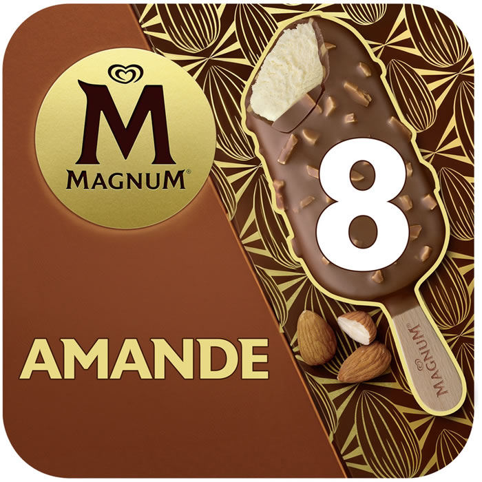 MAGNUM – Bâtonnets glacés au chocolat et amande 8x75g