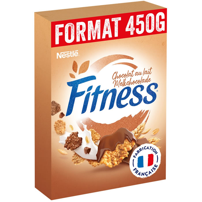 FITNESS Céréales pétales de blé complet au chocolat au lait 450g