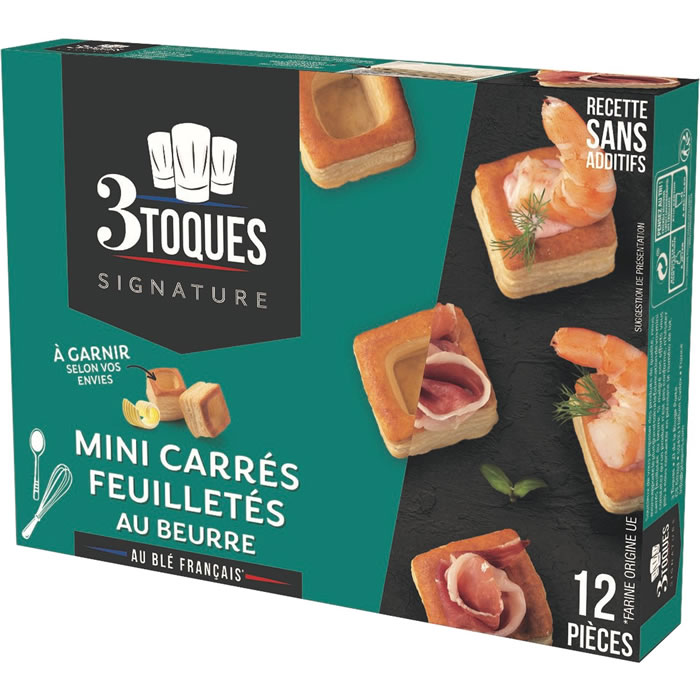 3 TOQUES – Mini feuilletés carrés au beurre à garnir 60g
