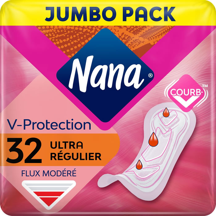 NANA V-Protection Serviettes hygiéniques sans ailettes ultra régulier x32