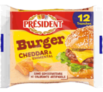 PRESIDENT – Fromage fondu cheddar et emmental pour hamburger 200g