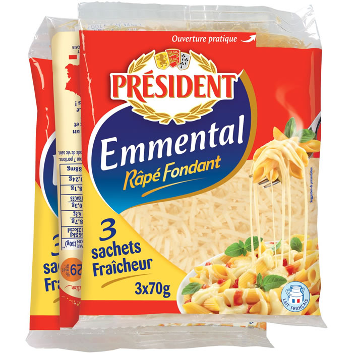 PRESIDENT - Emmental râpé - 3 x 70g