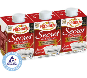 PRESIDENT – Crème semi-épaisse légère 25% M.G – 3 x 20cl