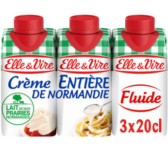 ELLE & VIRE – Crème fluide entière 30% M.G UHT – 3 x 20cl