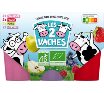 LES 2 VACHES – Petits suisses bio aux fruits 12 x 50 g