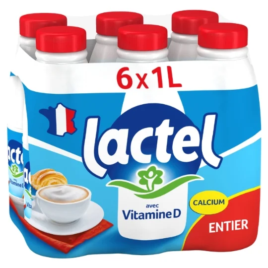 LACTEL Lait entier Vitamine D - 6x1L