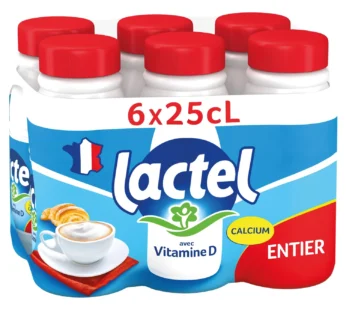 LACTEL Lait entier Vitamine D – 6x25cl