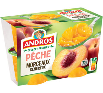 ANDROS – Dessert de pêche avec morceaux 4 x100g